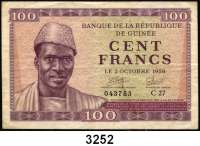 P A P I E R G E L D,AUSLÄNDISCHES  PAPIERGELD Guinea100 Francs 2.10.1958.  Pick 7.