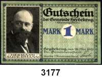 P A P I E R G E L D   -   N O T G E L D,Ostpreussen HeydekrugGemeinde.  50 Pfennig mit KN;  25, 75 Pfennig und 1 Mark ohne KN.  28.5.1921.  G/M 607.1 a, b.  LOT 4 Scheine.