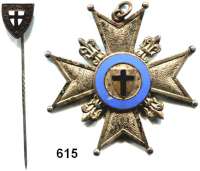 Orden, Ehrenzeichen, Militaria, Zeitgeschichte,Deutschland FreikorpsFreikorps (?),  Emailliertes Kreuz (Buntmetall, versilbert) dazu Steckabzeichen 