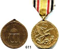 Orden, Ehrenzeichen, Militaria, Zeitgeschichte,Deutschland Deutsches ReichChinamedaille für Kämpfer, Bronze.  LOT 2 Stück (1x Spangenstück und 1x verliehen).