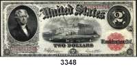 P A P I E R G E L D,AUSLÄNDISCHES  PAPIERGELD U.S.A.1 Dollar 1917 (stark gebraucht) und 2 Dollar 1917 (gebraucht/sauber).  Pick 187 und 188.  LOT 2 Scheine.