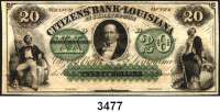 P A P I E R G E L D,AUSLÄNDISCHES  PAPIERGELD U.S.A.Louisiana.  Citizens Bank.  20 Dollars 18xx.  Blankette.
