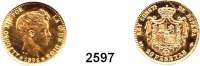 AUSLÄNDISCHE MÜNZEN,Spanien Alfons XIII 1886 - 193120 Peseten 1896(19-62) MP-M, Madrid. (5,8 g fein). Schön 183. KM 709. Fb. 348 R. Offizielle Nachprägung 1962. GOLD
