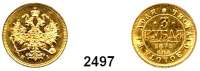 AUSLÄNDISCHE MÜNZEN,Russland Alexander II. 1855 - 18813 Rubel 1875, Sankt Petersburg. 3,91 g. Bitkin 37. Schön 114. Y. 26. Fb. 164. GOLD.