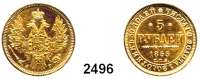 AUSLÄNDISCHE MÜNZEN,Russland Alexander II. 1855 - 18815 Rubel 1855, Sankt Petersburg. (6 g fein). Bitkin 1. Schön 94. Y. A 26. Fb. 163. GOLD.