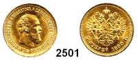 AUSLÄNDISCHE MÜNZEN,Russland Alexander III. 1881 - 18945 Rubel 1890, St. Petersburg. (5,8g fein). Bitkin 35. Schön 134. Y. 42. Fb. 168. GOLD
