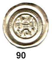 Deutsche Münzen und Medaillen,Brandenburg Otto II. 1184 - 1205Brakteat, Salzwedel.  0,55 g.  Zinnenturm über Bogen zwischen zwei Kuppeltürmen, im Bogen Schlüssel.  Bahrfeldt 104.