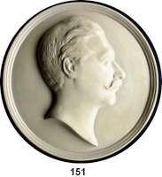 Deutsche Münzen und Medaillen,Preußen, Königreich Wilhelm II. 1888 - 1918Einseitige Plakette o.J. (Alabaster ?).  Kopf Kaiser Wilhelm II. n. r.  Rückseitige Ritznummer Rg. No. 347 