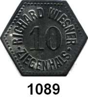 Notmünzen; Marken und Zeichen,0 Ziegenhals (Schlesien)Richard Wiesner Ziegenhals (Gasthof).  10 Pfennig o.J.  Menzel 27985.1.