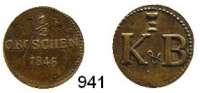 Notmünzen; Marken und Zeichen,0 Ohne OrtsangabeK & B unter Kelch.  Kupfermarke.  1/2 Groschen 1845.  20,6 mm.