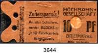 P A P I E R G E L D   -   N O T G E L D,Brandenburg BerlinHochbahn-Gesellschaft,  Briefmarkengeld.  10 Pfennig o.D.  Rotbraune Kartonhülle mit 10 Pfennig-Briefmarke 