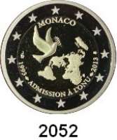 AUSLÄNDISCHE MÜNZEN,E U R O  -  P R Ä G U N G E N Monaco2 EURO 2013.  20 Jahre UN-Mitgliedschaft.  KM 200.  Im Originaletui mit Zertifikat.