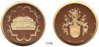 MEDAILLEN AUS PORZELLAN,Staatliche Porzellan-Manufaktur MEISSEN Brandstein1925 braun mit Golddekor.  40 jähriges Schloß-Jubiläum.  Gipsform.