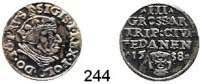 Deutsche Münzen und Medaillen,Danzig, Stadt Sigismund I. 1506 - 15483 Groschen 1538.  2,54 g.  Dutkowski/Suchanek 71 II a (PRVS).  Kop. 7332.