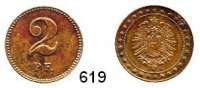 R E I C H S M Ü N Z E N,Kleinmünzen 2 Pfennig-Probe o.J.  Ohne Münzzeichen, glatter Rand.  Kupfer.  20,2 mm.  2,49 g.  Schaaf 2/G 1, Slg. Beckenbauer --.