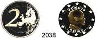 AUSLÄNDISCHE MÜNZEN,E U R O  -  P R Ä G U N G E N Monaco2 EURO 2010.  Kursmünze.  Schön 75.  KM 195.  Im Originaletui mit Zertifikat.