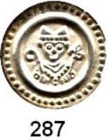 Deutsche Münzen und Medaillen,Konstanz, Bischöfliche Münzstätte Eberhard II. von Waldburg - Thann 1248 - 1274Brakteat.  0,39 g.  Büste mit Krummstab und Lilienzepter.  Slg. Bonhoff 1811.