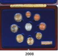 AUSLÄNDISCHE MÜNZEN,E U R O  -  P R Ä G U N G E N FinnlandKurssatz 2003.  (8 Werte und Silbermedaille mit Diamant).  KM MS 15.  Im Originaletui mit Zertifikat.