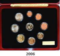 AUSLÄNDISCHE MÜNZEN,E U R O  -  P R Ä G U N G E N FinnlandKurssatz 2002.  (8 Werte und Goldmedaille, 7,78 g fein).  KM MS 10.  Im Originaletui mit Zertifikat.