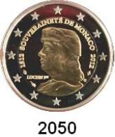 AUSLÄNDISCHE MÜNZEN,E U R O  -  P R Ä G U N G E N Monaco2 EURO 2012.  500. Jahrestag der Unabhängigkeit Monacos.  Im Originaletui mit Zertifikat.