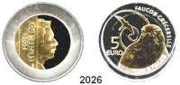 AUSLÄNDISCHE MÜNZEN,E U R O  -  P R Ä G U N G E N Luxemburg5 EURO 2009 (Bi-Metall, Silber/Niob).  Turmfalke.  Schön 100.  KM 109.