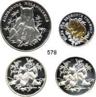 M E D A I L L E N,Tiere / Tiermotive LOT von 7 Medaillen des WWF mit Bärenmotiven.  Darunter 4 Silbermedaillen (zus. 50 g.) und 3 K/N-Medaillen in Numisbriefen.