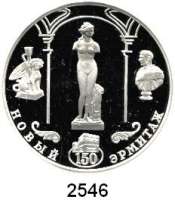 AUSLÄNDISCHE MÜNZEN,Russland Russische Föderation seit 19913 Rubel 2002.  150 Jahre Neue Eremitage - Venus von Tauris.  Parch. 1098.  Schön 739.  Y. 756.