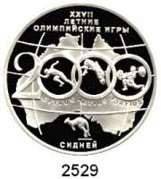 AUSLÄNDISCHE MÜNZEN,Russland Russische Föderation seit 19913 Rubel 2000.  Olympische Sommerspiele in Sydney.  Parch. 1079.  Schön 650.  Y. 671.