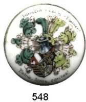 M E D A I L L E N,Studentica Porzellanplakette in Metallfassung (Knopf).  