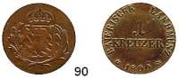 Deutsche Münzen und Medaillen,Bayern Maximilian I. Josef (1799) 1806 - 18251 Kreuzer 1806 für Tirol.  AKS 54.  Jg. 1.