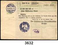 P A P I E R G E L D   -   N O T G E L D,Reichspost BerlinOberpostdirektion.  10 Milliarden Mark 26.10.1923.  Blauer Hochdruckstempel 26.10.1923.  Mü/Gei/Grab. 500.1.
