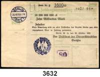 P A P I E R G E L D   -   N O T G E L D,Reichspost BerlinOberpostdirektion.  10 Milliarden Mark 26.10.1923.  Blauer Hochdruckstempel 26.10.1923.  Mü/Gei/Grab. 500.1.