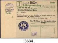 P A P I E R G E L D   -   N O T G E L D,Reichspost BerlinOberpostdirektion.  50 Milliarden Mark 26.10.1923.  Blauer Hochdruckstempel 26.10.1923.  Mü/Gei/Grab. 500.3.