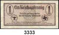 P A P I E R G E L D,Wehrmachtsausgaben des II. Weltkrieges Behelfszahlungsmittel für die Deutsche Wehrmacht1 Reichspfennig o.D.  Druckfarbe braun.  Ros. DWM-1.