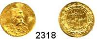 AUSLÄNDISCHE MÜNZEN,Iran Muzaffer Edin 1896 - 19065000 Dinars (1/2 Toman) 1323.  (1,30g fein).  Schön 26.  KM 994.2.  Fb. 71.   GOLD