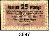 P A P I E R G E L D,D A N Z I G 25 Pfennig 1.11.1923.  Ros. DAN-50.