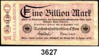 P A P I E R G E L D   -   N O T G E L D,Reichsbahn Frankfurt an der Oder50 Milliarden Mark 27.10.1923;  200 Milliarden Mark 3.11.1923 und 1 Billion Mark 14.11.1923.  Müller/Geiger/Grabowski 009.3 b, 5 b, 7 a.  LOT 3 Scheine.