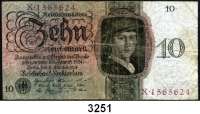 P A P I E R G E L D,R E I C H S B A N K 10 Reichsmark 11.10.1924.  KN 7-stellig.  U/X.  Ros. DEU-173 a.