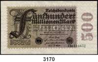 P A P I E R G E L D,Weimarer Republik 500 Millionen Mark 1.9.1923.  FZ: R.  Wertzahl am rechten Rand von außen statt von innen lesbar.  Ros. DEU-125 F1.