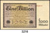 P A P I E R G E L D,Weimarer Republik 1 Billion Mark 5.11.1923.  FZ: AR.  Ros. DEU-162 d.