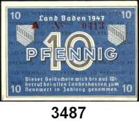 P A P I E R G E L D,Kleingeldscheine der Landesregierungen Baden - Staatsschuldenverwaltung5 und 10 Pfennig 1947.  Alle Varianten. Ros. FBZ-1 a, b.  FBZ-2 a, b, c, d.  LOT 11 Scheine.
