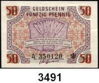 P A P I E R G E L D,Kleingeldscheine der Landesregierungen Rheinland-Pfalz - Landesregierung50 Pfennig 15.10.1947.  Serie: A.  Ros. FBZ-6.