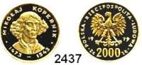 AUSLÄNDISCHE MÜNZEN,Polen Volksrepublik2000 Zlotych 1979.  (7,2 g.).  Nikolaus Kopernikus.  Schön 94.  KM 106.  Fb. 122.  GOLD