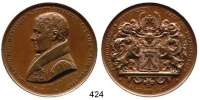 M E D A I L L E N,Städte StralsundBronzemedaille 1837 (Held).  Auf das 50jährige Amtsjubiläum des Bürgermeisters David Lukas Kuehl (1752-1837), gewidmet vom Rat und der Bürgerschaft der Stadt.  Brustbild n. l. / Behelmtes Stadtwappen von einem Löwen und einem Greif gehalten.  47,6 mm.   56,77 g.  Endrußeit 61 c.  Diese Medaille wurde durch den Tod des Bürgermeisters vor seinem Amtsjubiläum nicht mehr ausgegeben.