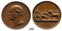 Deutsche Münzen und Medaillen,Sachsen - Coburg und - Gotha Ernst II. 1844 - 1893Bronzemedaille o.J. (Helfricht, verliehen ab 1880).  Ehrenpreis für Verdienste um die Landwirtschaft.  Kopf n. l. / Nutztiere.  44,8 mm.  38,42 g.