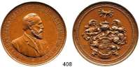 M E D A I L L E N,Personen Stephan, Heinrich vonBronzemedaille o.J. (1887, Lauer, Nürnberg).  Brb. n. r./ Behelmtes und verziertes Wappen.  50,3 mm.  64,4 g.