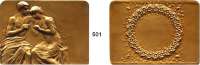 M E D A I L L E N,Medailleur Heinrich Kautsch (1859 - 1943) o.J.  Bronzeplakette mit abgerundeten Ecken.  Ehegelübde.  Sitzendes Paar beim Anstecken des Eheringes.  75 x 55 mm.  170 g.