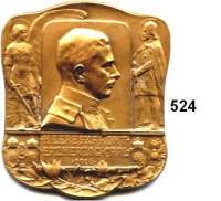 M E D A I L L E N,Medailleur Heinrich Kautsch (1859 - 1943) 1916.  Einseitige Bronzeplakette.  Auf den Heeresfront Erzherzog Karl von Österreich.  59 x 68 mm.  108 g.