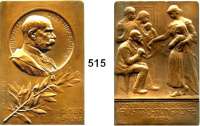 M E D A I L L E N,Medailleur Heinrich Kautsch (1859 - 1943) 1908.  Bronzeplakette.  60jähriges Regierungsjubiläum.  Widmung von der österr.-ungarischen Wohltätigkeitsvereinigung in Paris.  50 x 73 mm.  123,4 g.