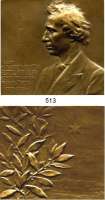 M E D A I L L E N,Medailleur Heinrich Kautsch (1859 - 1943) 1906.  Bronzeplakette.  Emil Ritter von Sauer (1862-1942, Pianist und Komponist).  69 x 63 mm.  142,7 g.